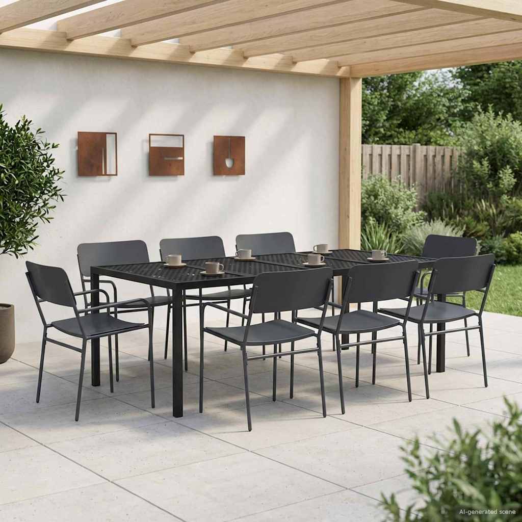 vidaXL Buitenmeubels set 3 st Antracietkleurig Staal