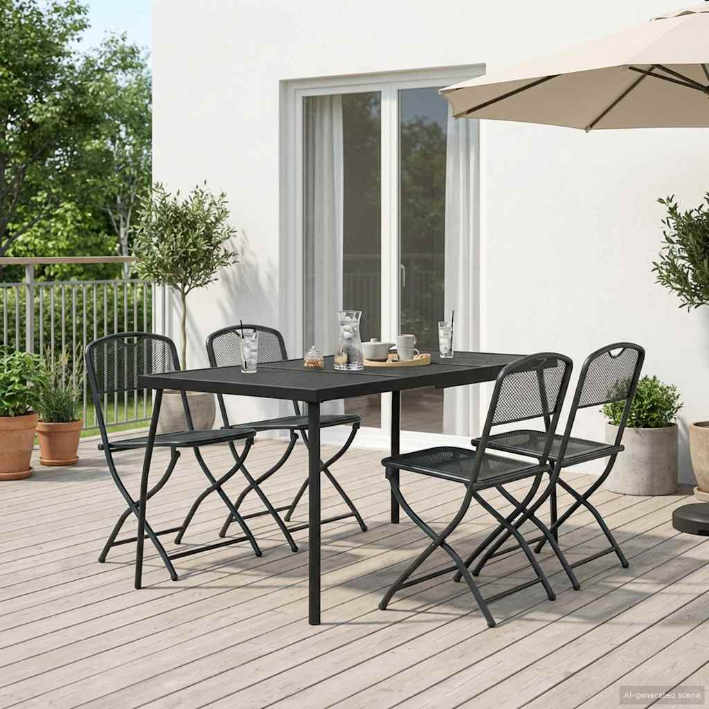 vidaXL Ensemble de mobilier d'extérieur 5 pcs Fer et Acier Anthracite
