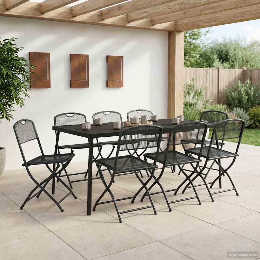 vidaXL Ensemble de mobilier d'extérieur 5 pcs Fer et Acier Anthracite