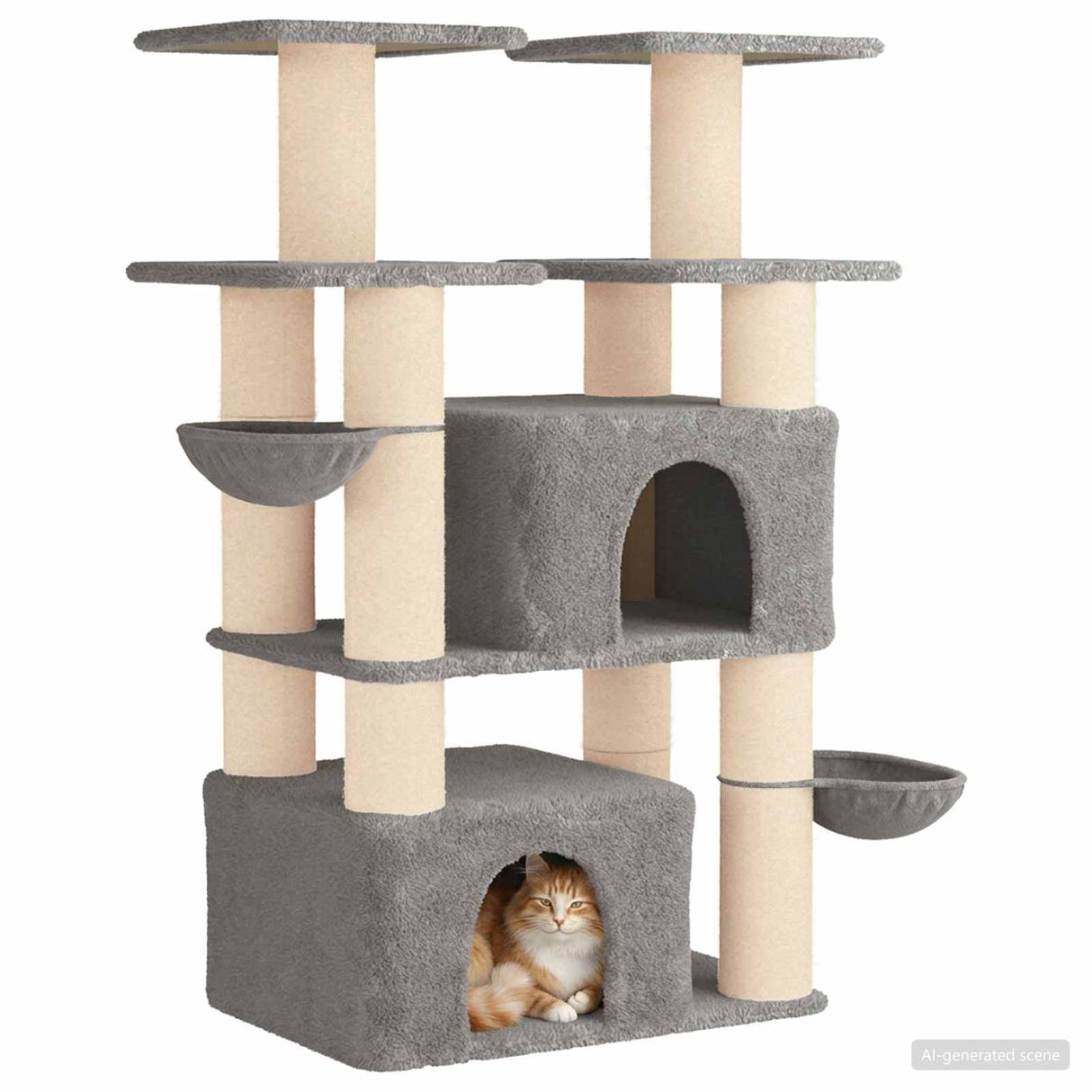 vidaXL Kattentoren met sisal krabpalen 2 st Lichtgrijs 147 cm