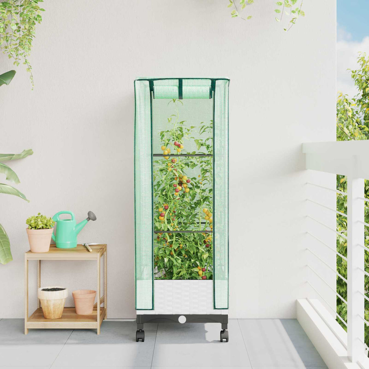 vidaXL Plantenbak verhoogd met kashoes 40x40x123 cm rattanlook