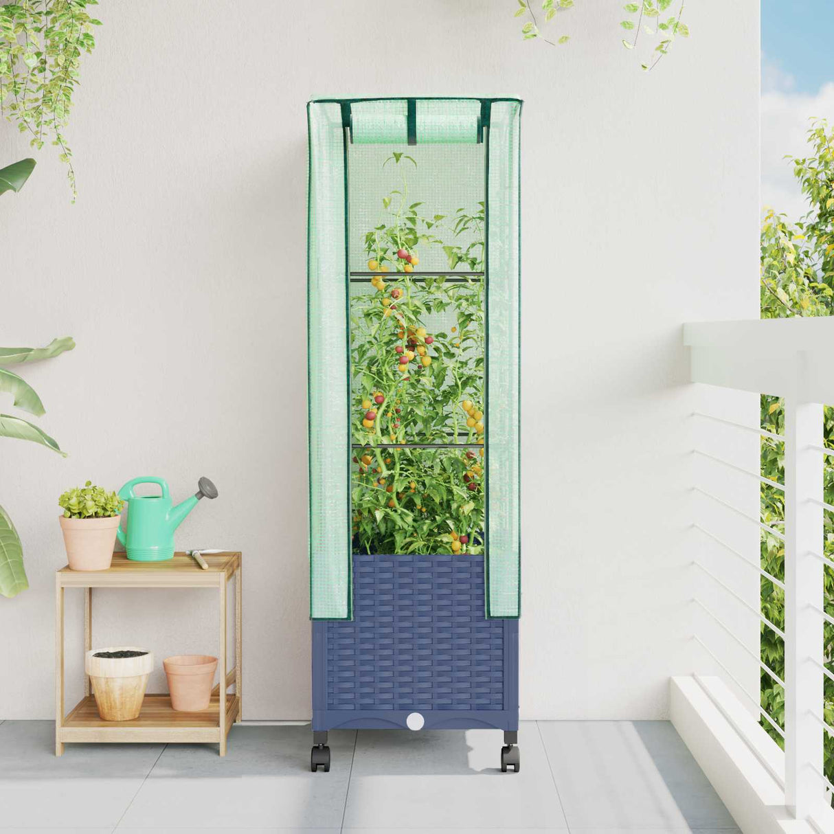 vidaXL Plantenbak verhoogd met kashoes 40x40x123 cm rattanlook