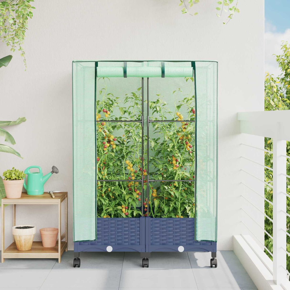 vidaXL Plantenbak verhoogd met kashoes 40x40x123 cm rattanlook