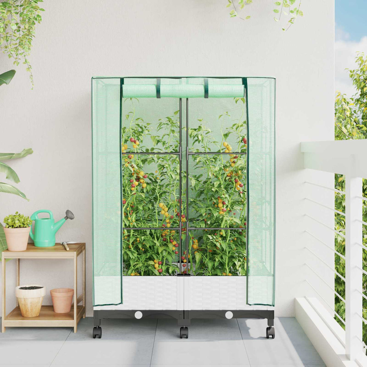 vidaXL Plantenbak verhoogd met kashoes 40x40x123 cm rattanlook