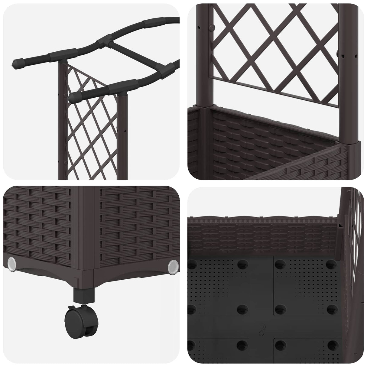 vidaXL Verhoogd Bed met Trellis en Dak Bruin 124 x 40 x 129 cm PP