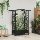 vidaXL Verhoogd Bed met Trellis en Dak Bruin 124 x 40 x 129 cm PP