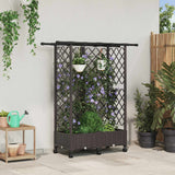 vidaXL Verhoogd Bed met Trellis en Dak Bruin 124 x 40 x 129 cm PP