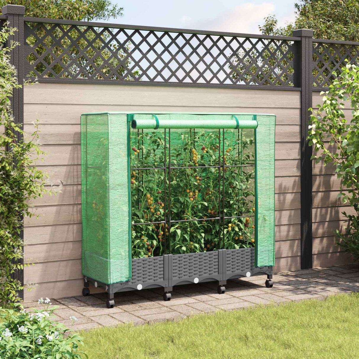 vidaXL Plantenbak verhoogd met kashoes 40x40x123 cm rattanlook
