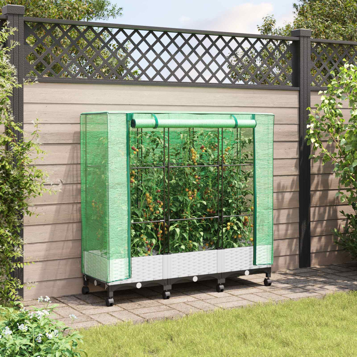 vidaXL Plantenbak verhoogd met kashoes 40x40x123 cm rattanlook