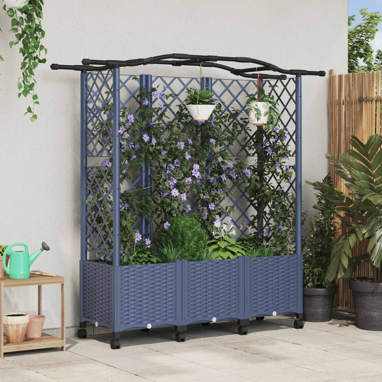 vidaXL Verhoogd Bed met Trellis en Dak Bruin 124 x 40 x 129 cm PP