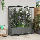 vidaXL Verhoogd Bed met Trellis en Dak Bruin 124 x 40 x 129 cm PP