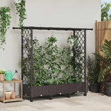 vidaXL Verhoogd Bed met Trellis en Dak Bruin 124 x 40 x 129 cm PP