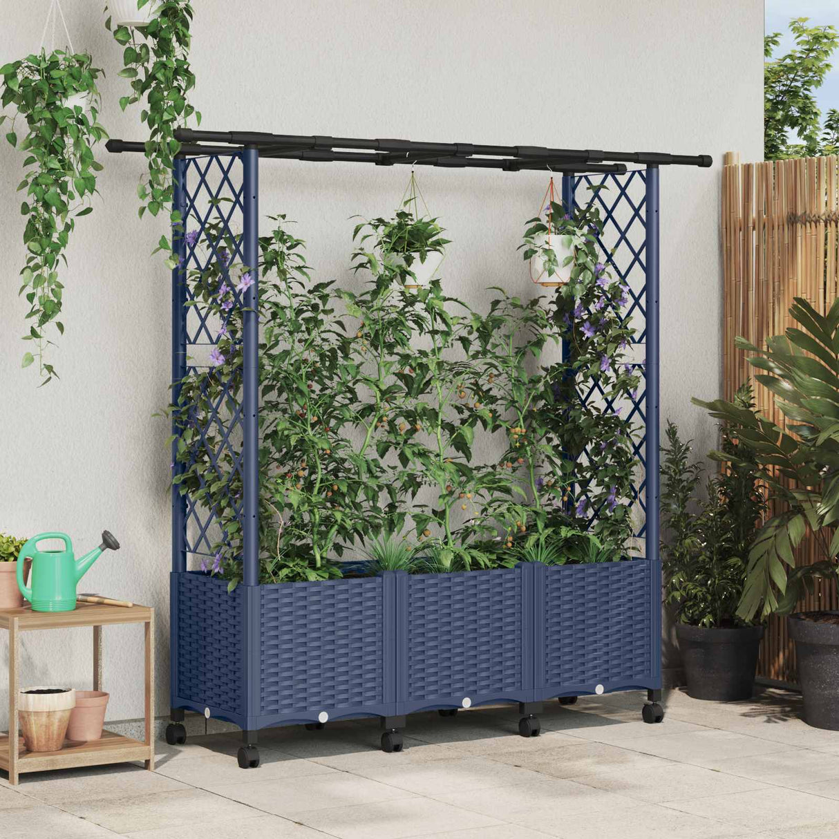 vidaXL Verhoogd Bed met Trellis en Dak Bruin 124 x 40 x 129 cm PP