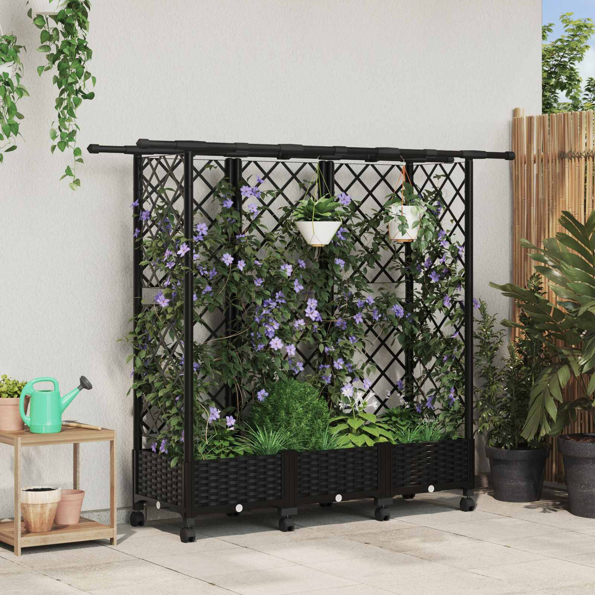 vidaXL Verhoogd Bed met Trellis en Dak Bruin 124 x 40 x 129 cm PP
