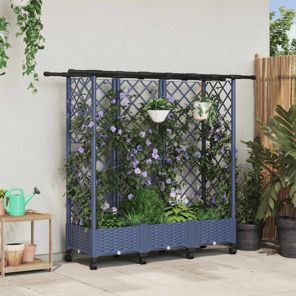 vidaXL Verhoogd Bed met Trellis en Dak Bruin 124 x 40 x 129 cm PP