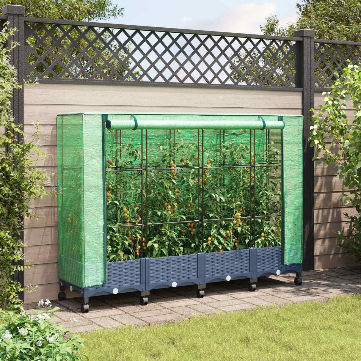 vidaXL Plantenbak verhoogd met kashoes 40x40x123 cm rattanlook