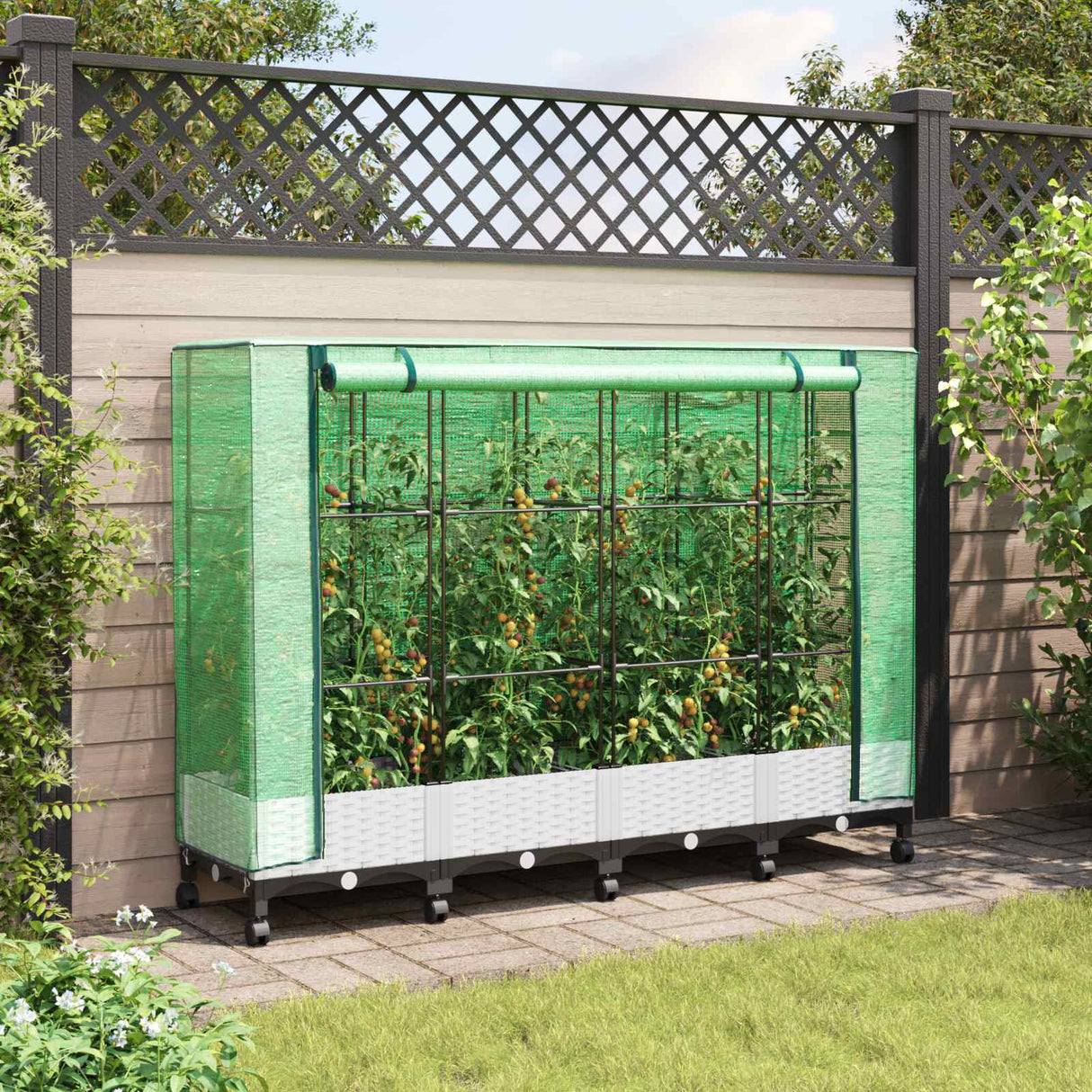 vidaXL Plantenbak verhoogd met kashoes 40x40x123 cm rattanlook