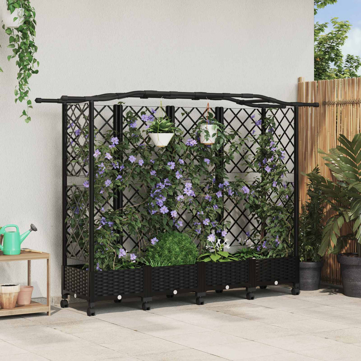 vidaXL Verhoogd Bed met Trellis en Dak Bruin 124 x 40 x 129 cm PP