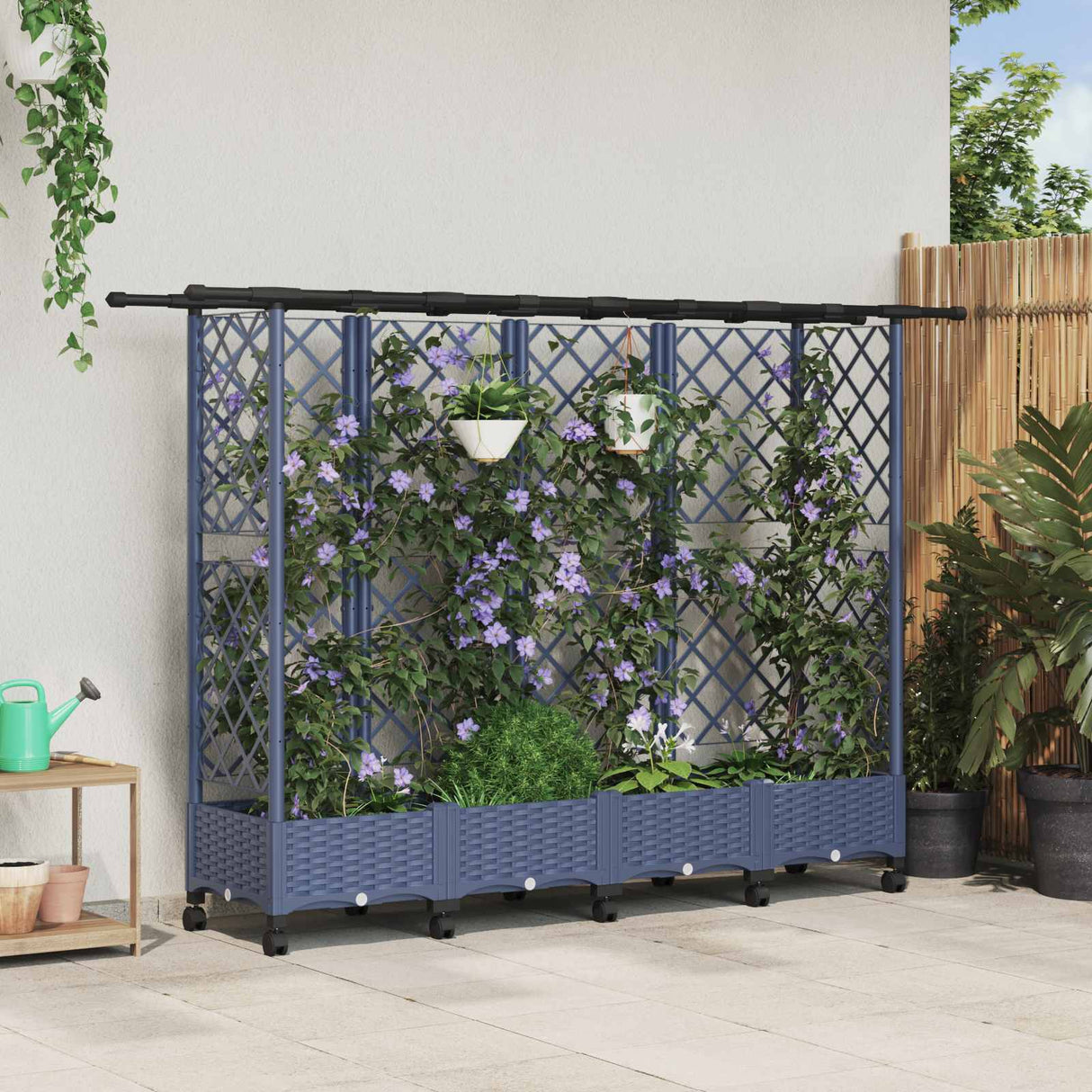 vidaXL Verhoogd Bed met Trellis en Dak Bruin 124 x 40 x 129 cm PP