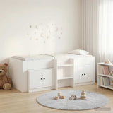 vidaXL Loft Bed Frame with Cabinet with Storage 3 pcs White Engineered Wood