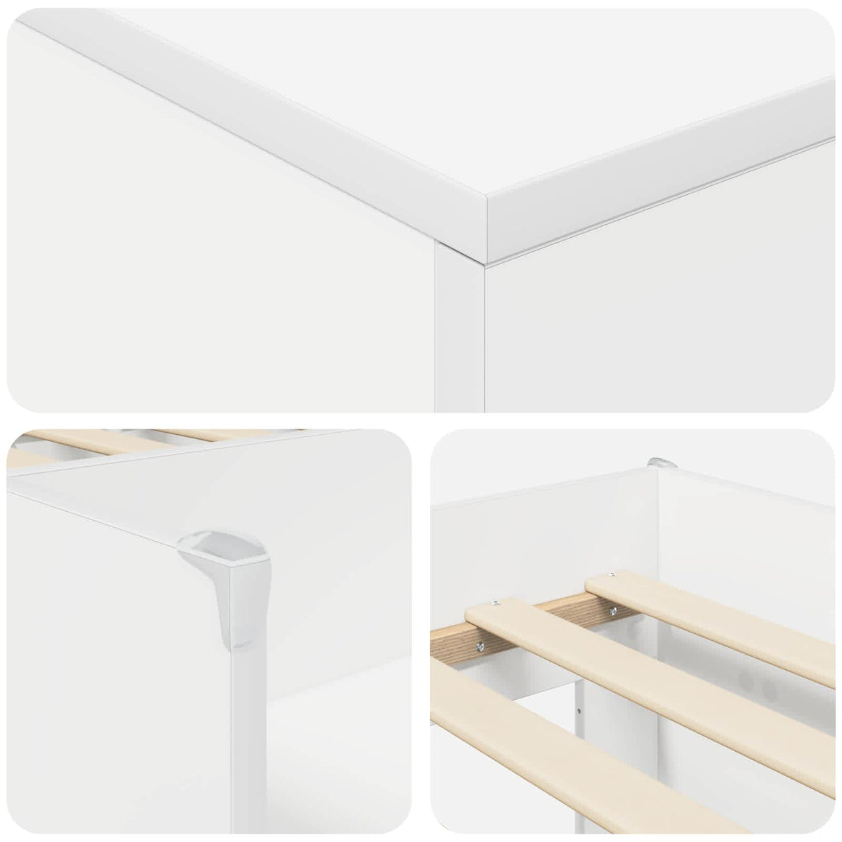 vidaXL Loft Bed Frame with Cabinet with Storage 3 pcs White Engineered Wood