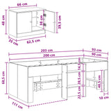 vidaXL Loft Bed Frame met Kast met opslag 3 pcs Wit Bewerkt hout
