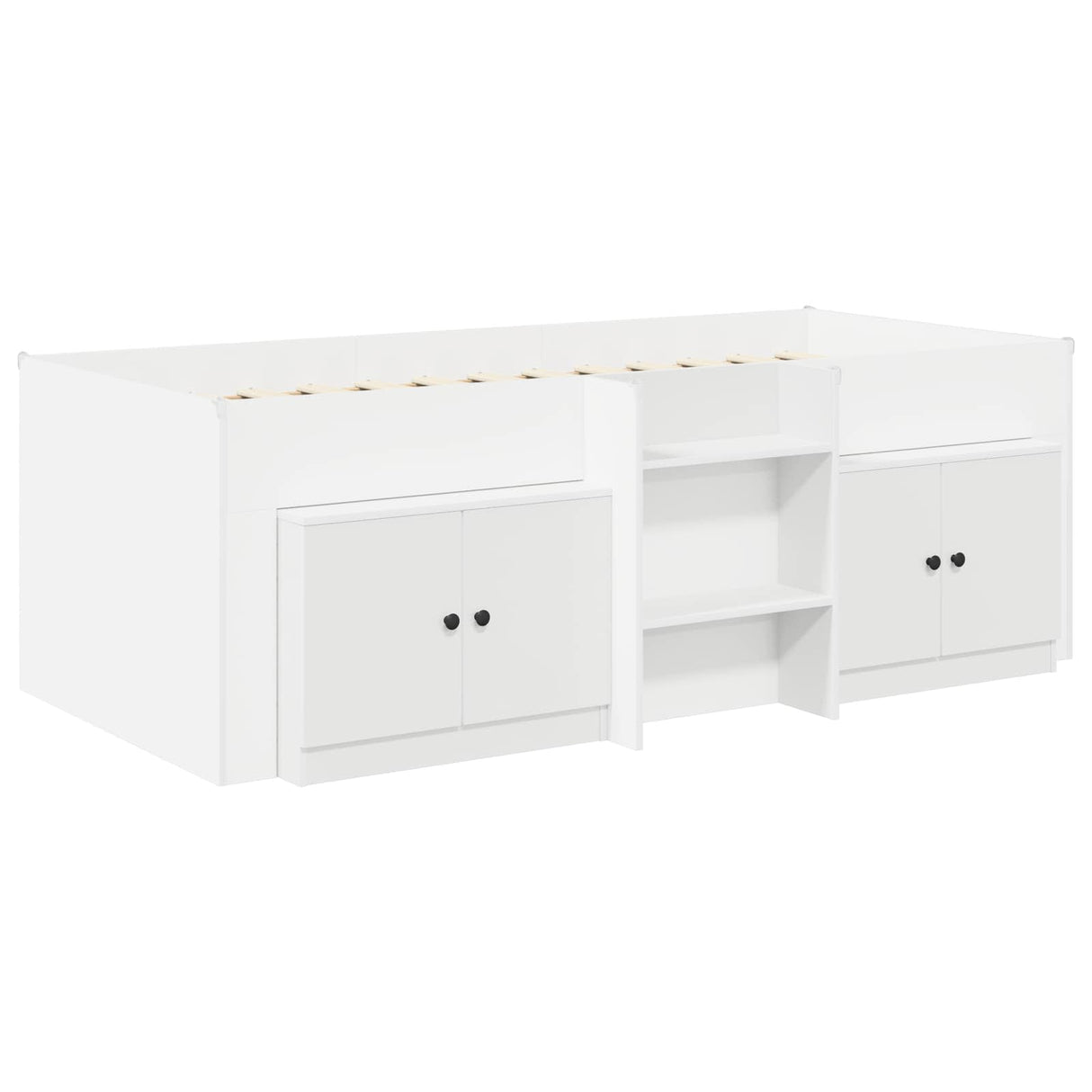 vidaXL Loftbed met kast met opslag met de deur 3 pcs Wit Bewerkt hout