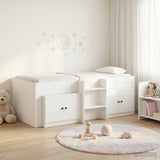 vidaXL Loft Bed Frame met Kast met opslag 3 pcs Wit Bewerkt hout