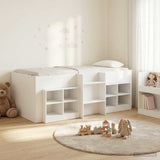 vidaXL Loft Bed Frame met Kast met plank 3 pcs Wit Bewerkt hout