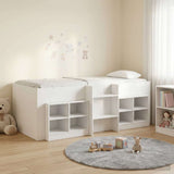 vidaXL Loft Bed Frame with Cabinet with shelf 3 pcs White Engineered wood