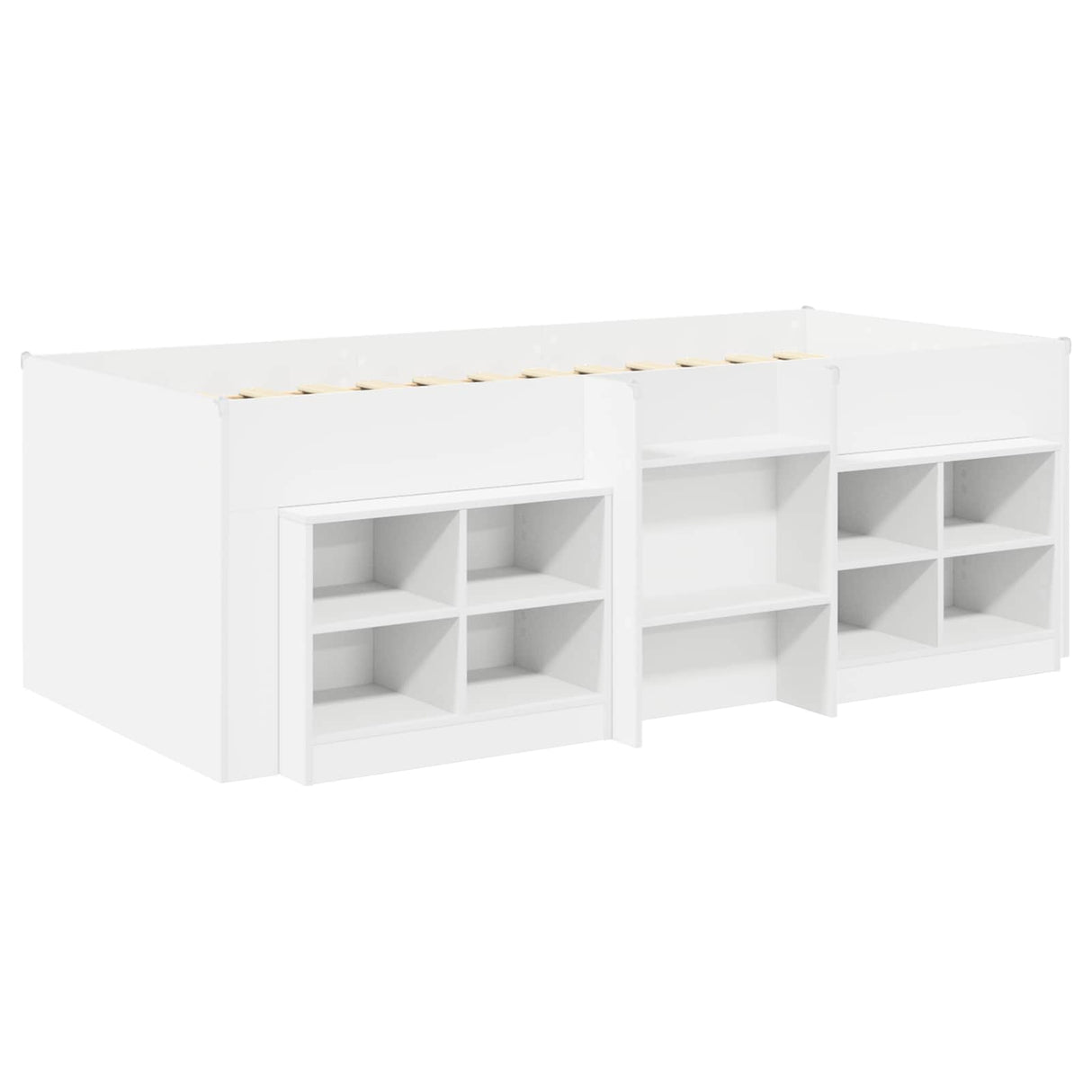 vidaXL Loft Bed Frame with Cabinet with shelf 3 pcs White Engineered wood