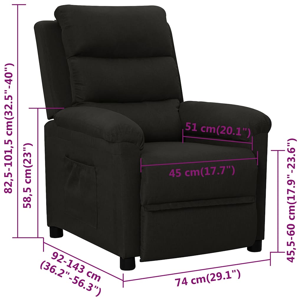 vidaXL Fauteuil verstelbaar stof lichtgrijs