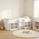 vidaXL Loft Bed Frame met Kast met plank 3 pcs Wit Bewerkt hout