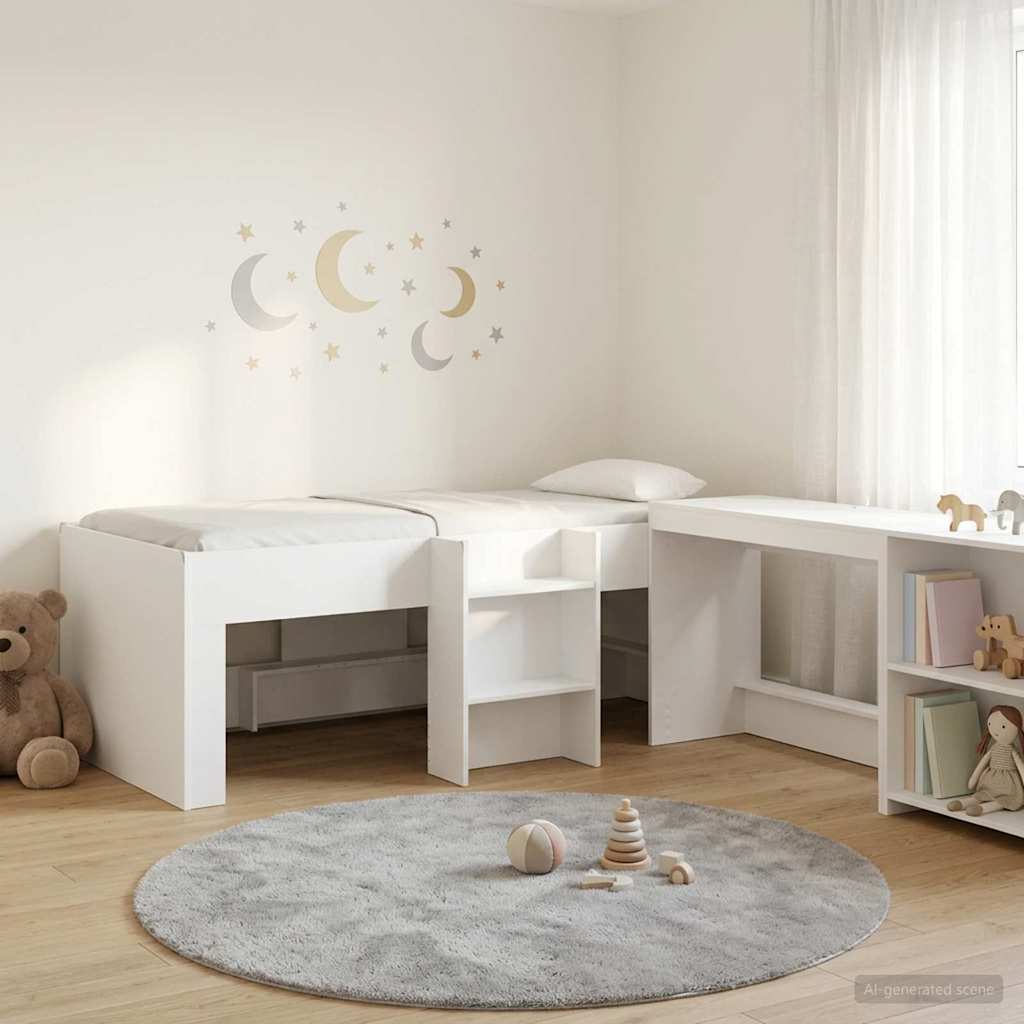 vidaXL Kinderhoogslaper met bureau Wit 80 x 200 cm Bewerkt hout