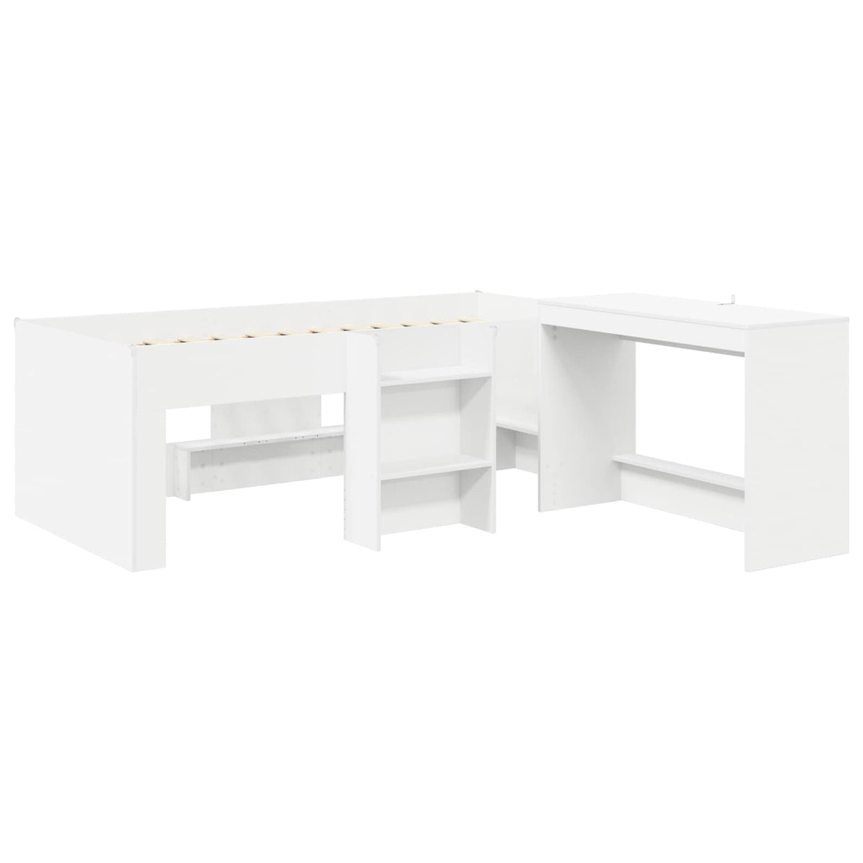 vidaXL Kinderhoogslaper met bureau Wit 80 x 200 cm Bewerkt hout