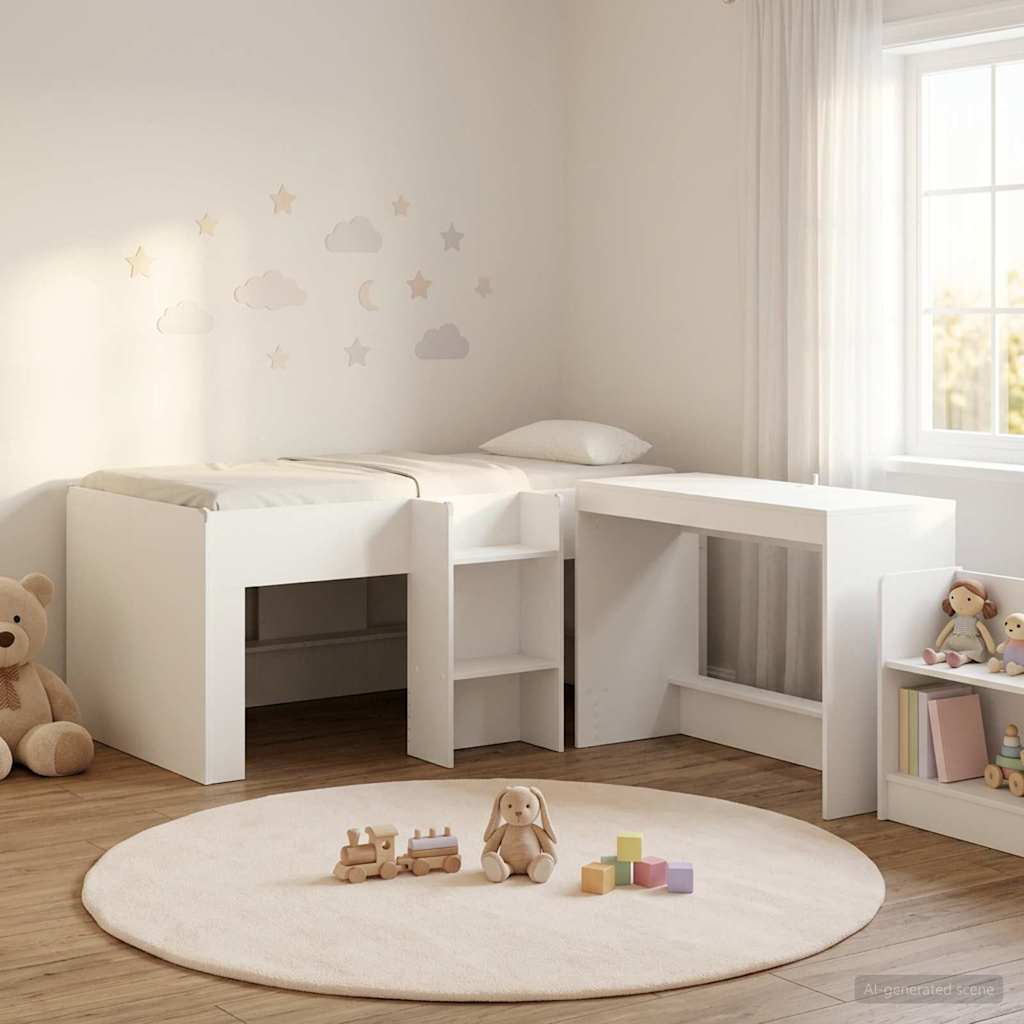 vidaXL Loft Bed with Desk White 80 x 160 cm Engineered Wood