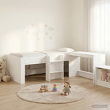 vidaXL Kinderhoogslaper met bureau Wit 90 x 190 cm Bewerkt hout