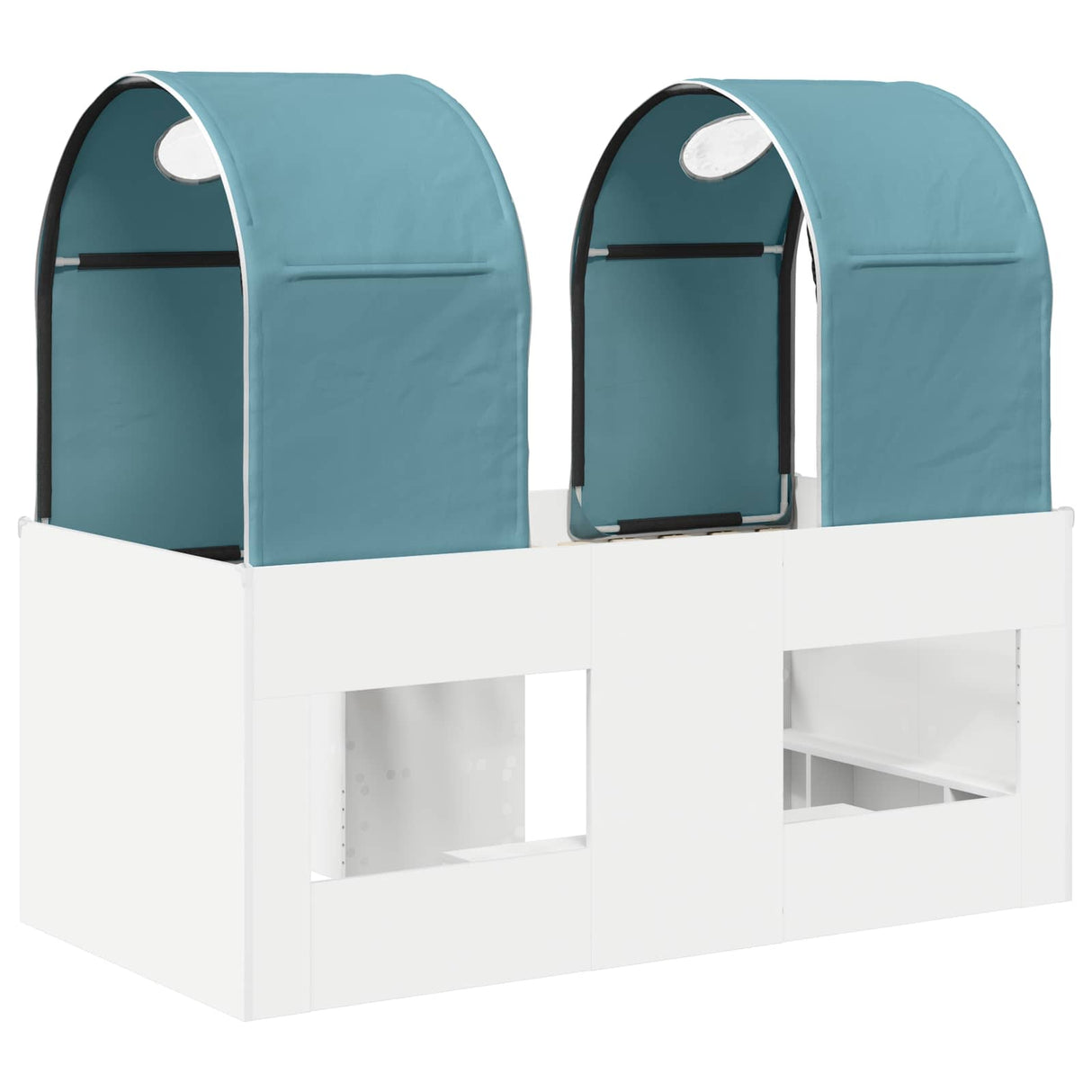 vidaXL Bed met Tunnel 4 pcs Wit en Lichtblauw Bewerkt hout