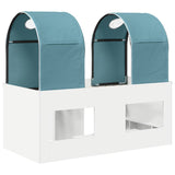 vidaXL Bed met Tunnel 4 pcs Wit en Lichtblauw Bewerkt hout