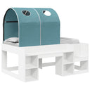 vidaXL Bed met Tunnel 4 pcs Wit en Lichtblauw Bewerkt hout