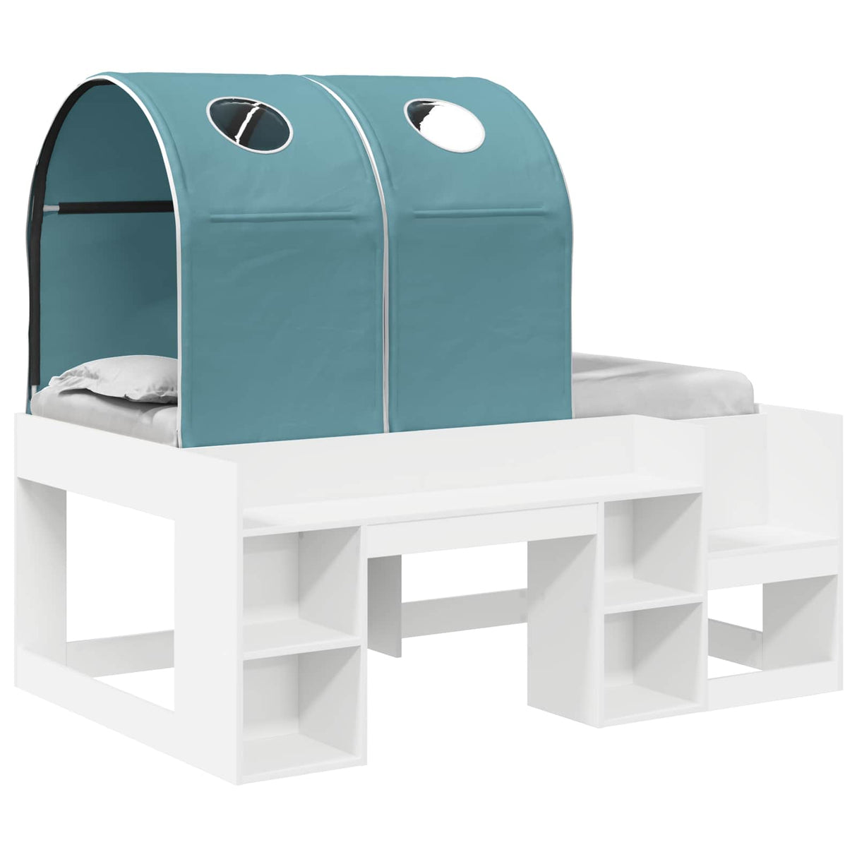 vidaXL Bed met Tunnel 4 pcs Wit en Lichtblauw Bewerkt hout