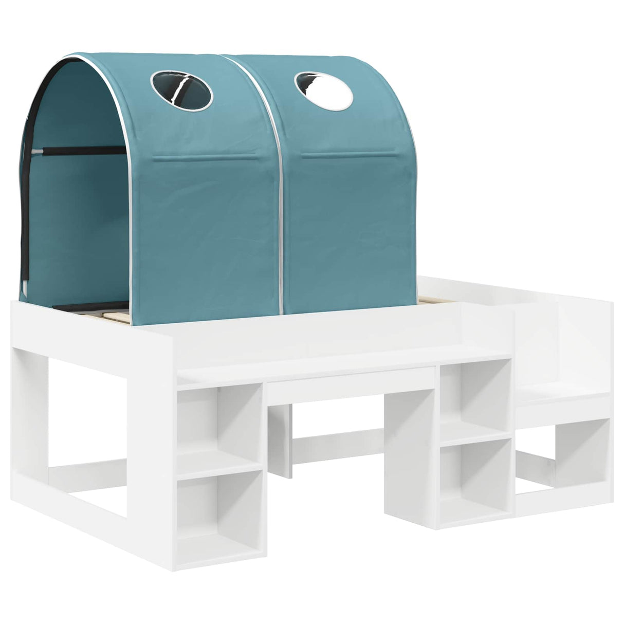 vidaXL Bed met Tunnel 4 pcs Wit en Lichtblauw Bewerkt hout