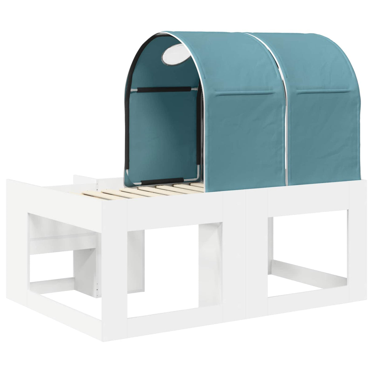 vidaXL Bed met Tunnel 4 pcs Wit en Lichtblauw Bewerkt hout