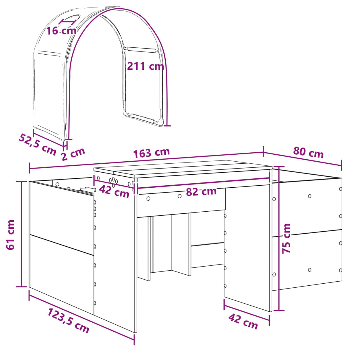 vidaXL Bed met Tunnel 4 pcs Artisian Eik en Lichtblauw Bewerkt hout