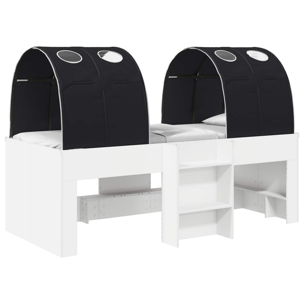 vidaXL Bed met Tunnel 4 pcs Wit en zwart Bewerkt hout