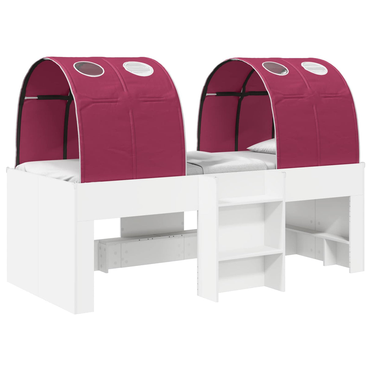 vidaXL Bed with Tunnel 4 pcs White and Pink Engineered Wood