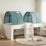 vidaXL Bed met Tunnel 4 pcs Wit en Lichtblauw Bewerkt hout