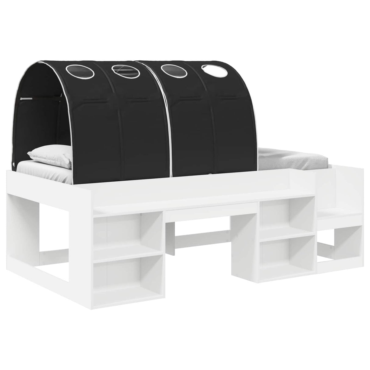 vidaXL Bed met Tunnel 4 pcs Wit en Lichtblauw Bewerkt hout