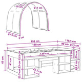 vidaXL Bedframe met Tunnel 3 pcs Wit en Lichtblauw Bewerkt hout
