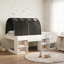 vidaXL Bedframe met Tunnel 3 pcs Wit en Lichtblauw Bewerkt hout